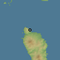 Shaded relief of the 59 km around Vieille Case, drawn from the GMTED2010 grid