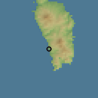 Shaded relief of the 59 km around Canefield, drawn from the GMTED2010 grid