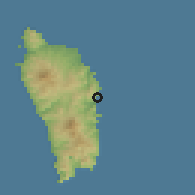 Shaded relief of the 59 km around Castle Bruce, drawn from the GMTED2010 grid