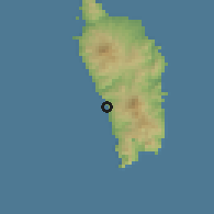 Shaded relief of the 59 km around Mahaut, drawn from the GMTED2010 grid