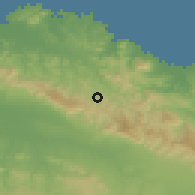 Shaded relief of the 59 km around Altamira, drawn from the GMTED2010 grid