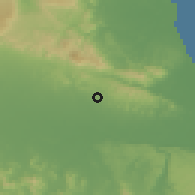 Shaded relief of the 59 km around La Peña, drawn from the GMTED2010 grid