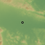 Shaded relief of the 59 km around Las Guaranas, drawn from the GMTED2010 grid