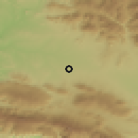 Shaded relief of the 59 km around Las Matas de Farfán, drawn from the GMTED2010 grid