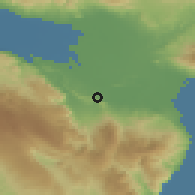 Shaded relief of the 59 km around Las Salinas, drawn from the GMTED2010 grid