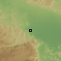 Shaded relief of the 59 km around La Vega, drawn from the GMTED2010 grid