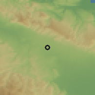 Shaded relief of the 59 km around Licey al Medio, drawn from the GMTED2010 grid