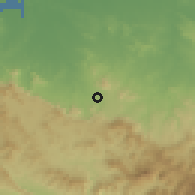 Shaded relief of the 59 km around Loma de Cabrera, drawn from the GMTED2010 grid