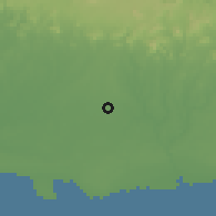 Shaded relief of the 59 km around Los Llanos, drawn from the GMTED2010 grid