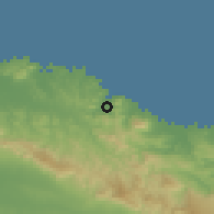 Shaded relief of the 59 km around Maimón, drawn from the GMTED2010 grid