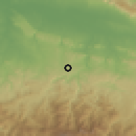 Shaded relief of the 59 km around Monción, drawn from the GMTED2010 grid