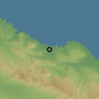 Shaded relief of the 59 km around Montellano, drawn from the GMTED2010 grid