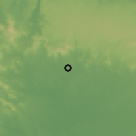 Shaded relief of the 59 km around Monte Plata, drawn from the GMTED2010 grid