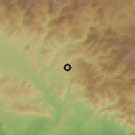 Shaded relief of the 59 km around Padre las Casas, drawn from the GMTED2010 grid