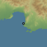 Shaded relief of the 59 km around Palmar de Ocoa, drawn from the GMTED2010 grid