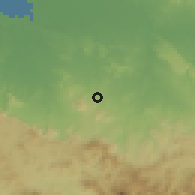 Shaded relief of the 59 km around Partido, drawn from the GMTED2010 grid