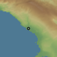 Shaded relief of the 59 km around Pedernales, drawn from the GMTED2010 grid