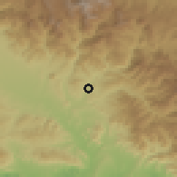 Shaded relief of the 59 km around Bohechío, drawn from the GMTED2010 grid