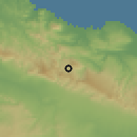 Shaded relief of the 59 km around Pedro García, drawn from the GMTED2010 grid