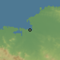 Shaded relief of the 59 km around Pepillo Salcedo, drawn from the GMTED2010 grid