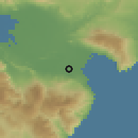 Shaded relief of the 59 km around Pescadería, drawn from the GMTED2010 grid