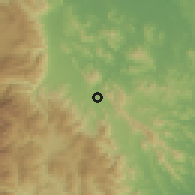 Shaded relief of the 59 km around Piedra Blanca, drawn from the GMTED2010 grid