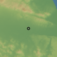 Shaded relief of the 59 km around Pimentel, drawn from the GMTED2010 grid
