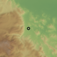 Shaded relief of the 59 km around Bonao, drawn from the GMTED2010 grid