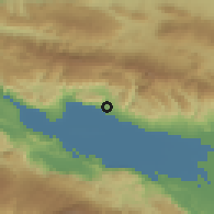 Shaded relief of the 59 km around Postrer Río, drawn from the GMTED2010 grid