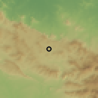 Shaded relief of the 59 km around Restauración, drawn from the GMTED2010 grid