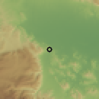 Shaded relief of the 59 km around Rincón, drawn from the GMTED2010 grid