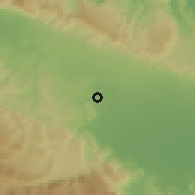 Shaded relief of the 59 km around Río Verde Arriba, drawn from the GMTED2010 grid