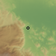 Shaded relief of the 59 km around Sabana del Puerto, drawn from the GMTED2010 grid