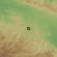 Shaded relief of the 59 km around Sabana Iglesia, drawn from the GMTED2010 grid