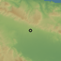 Shaded relief of the 59 km around Salcedo, drawn from the GMTED2010 grid