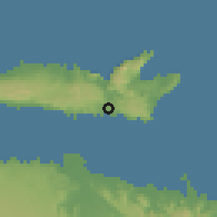 Shaded relief of the 59 km around Samaná, drawn from the GMTED2010 grid