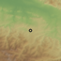 Shaded relief of the 59 km around San José de las Matas, drawn from the GMTED2010 grid