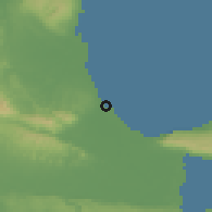 Shaded relief of the 59 km around San José de Matanzas, drawn from the GMTED2010 grid