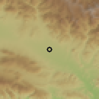 Shaded relief of the 59 km around San Juan de la Maguana, drawn from the GMTED2010 grid