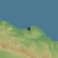 Shaded relief of the 59 km around Sosúa, drawn from the GMTED2010 grid