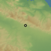 Shaded relief of the 59 km around Tamboril, drawn from the GMTED2010 grid