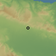 Shaded relief of the 59 km around Tenares, drawn from the GMTED2010 grid