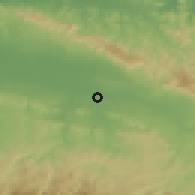 Shaded relief of the 59 km around Amina, drawn from the GMTED2010 grid