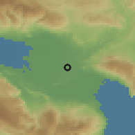 Shaded relief of the 59 km around Ubilla, drawn from the GMTED2010 grid