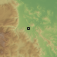 Shaded relief of the 59 km around Villa de Sonador, drawn from the GMTED2010 grid