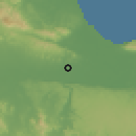Shaded relief of the 59 km around Villa Riva, drawn from the GMTED2010 grid