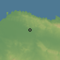Shaded relief of the 59 km around Villa Vázquez, drawn from the GMTED2010 grid