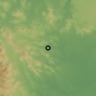 Shaded relief of the 59 km around Yamasá, drawn from the GMTED2010 grid