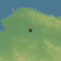Shaded relief of the 59 km around Castañuelas, drawn from the GMTED2010 grid