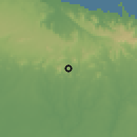 Shaded relief of the 59 km around Yerba Buena, drawn from the GMTED2010 grid